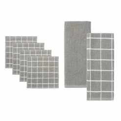 Food Network® Windowpane Grid Dishcloth & Kitchen Towel 6-pk. Gray -Food Network Sales Store unnamed file 1076