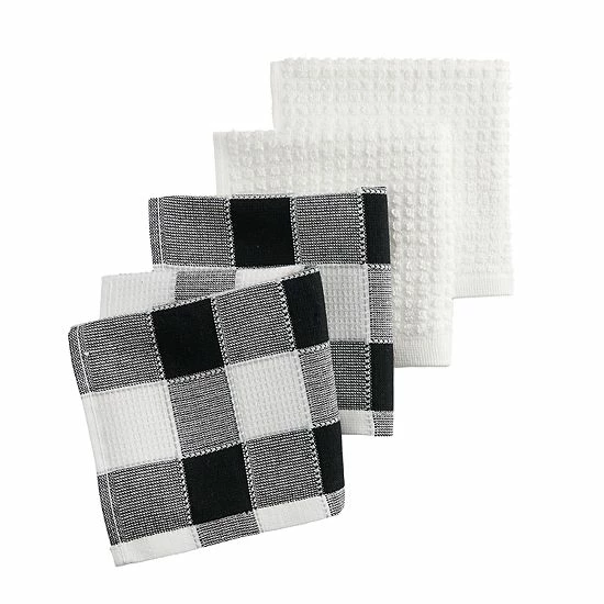 Food Network™ Black & White Buffalo Check Dishcloth 4-pk. 3 Food Network™ Black & White Buffalo Check Dishcloth 4-pk.