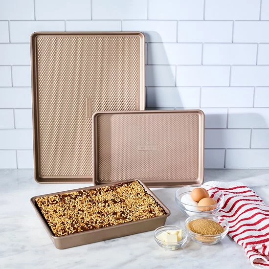 Food Network™ 3-pc. Essential Textured Bakeware Set Bronze 5 Food Network™ 3-pc. Essential Textured Bakeware Set Bronze - Image 3