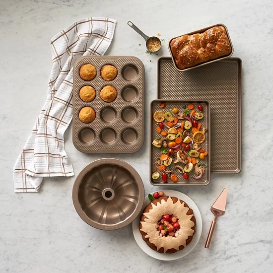 Food Network™ Textured Performance Series 9" X 13" Nonstick Baking Sheet Bronze 4 Food Network™ Textured Performance Series 9" X 13" Nonstick Baking Sheet Bronze - Image 2