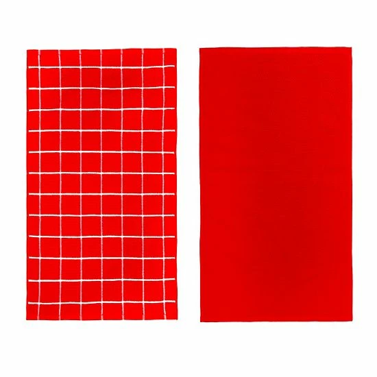 Food Network™ Windowpane Grid Kitchen Towel 2-pk. Red 4 Food Network™ Windowpane Grid Kitchen Towel 2-pk. Red - Image 2